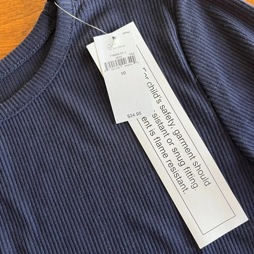 Gap Kids navy cropped pajama shirt 10 NWT
